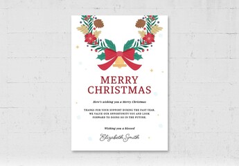 Simple Christmas Card Flyer with Festive Wreath