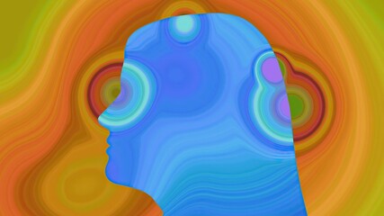 Surreal Colorful  Portrait of  Woman silhouette