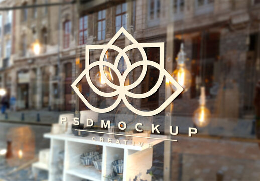 Window Glass Logo Signage Mockup