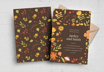 Rustic Thanksgiving Autumn Fall Flyer Card Invitation
