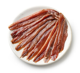 plate of canned anchovies