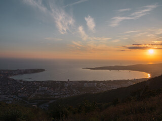 Sunset over Gelendzhik bay: view from Olymp mountain