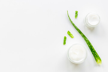 Facial skin cream with aloe vera. Herbal cosmetic