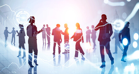 Business people work together having conversation and shaking hands