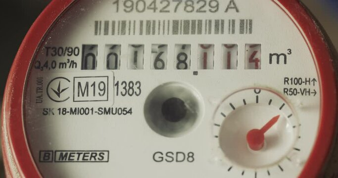 Water meter shows household consumption of water