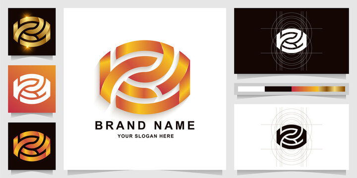 Letter KZA or K21 monogram logo template with business card design