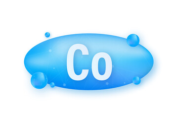 Mineral Co Cobalt blue shining pill capsule icon. Substance For Beauty. Chromium Mineral Complex.