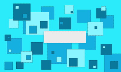 Different sizes and shades of blue squares on a light blue background