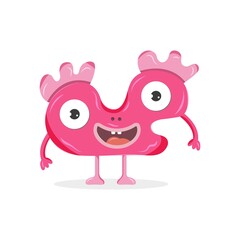Pink monster. Cute cartoon character. Vector illustration for children