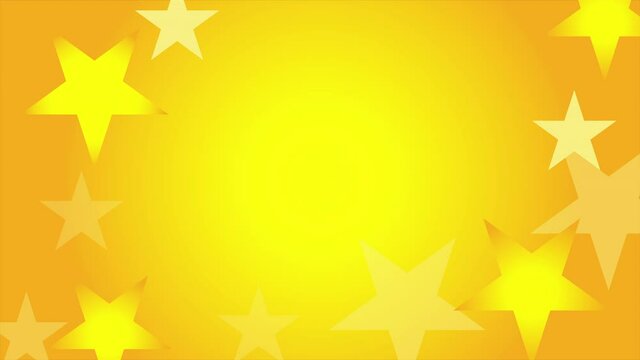 Animated rotating stars with golden yellow color. Perfect for text backgrounds. There is an empty space in the middle. Looped Video 4K