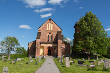 Fototapeta na wymiar Facade of Skokloster church in a sunny day, Sweden.
