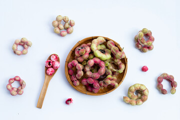 Manila tamarind fruit isolated on white background