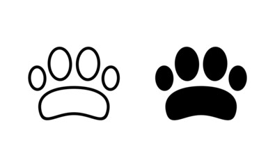 Paw icons set. paw print sign and symbol. dog or cat paw