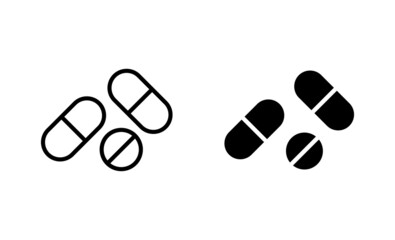 Pills icons set. capsule icon. Drug sign and symbol