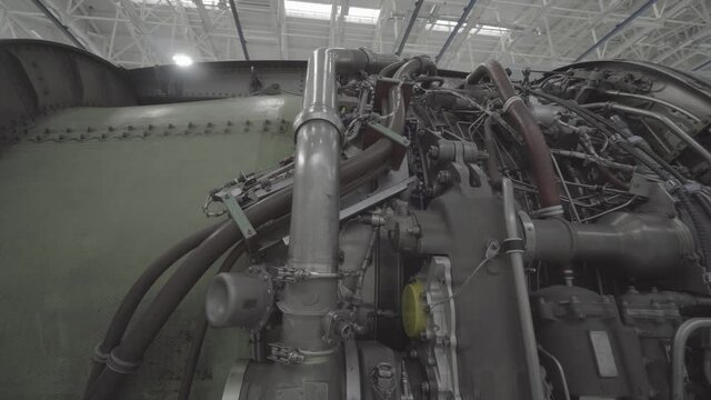 aircraft engine repair in hangar
