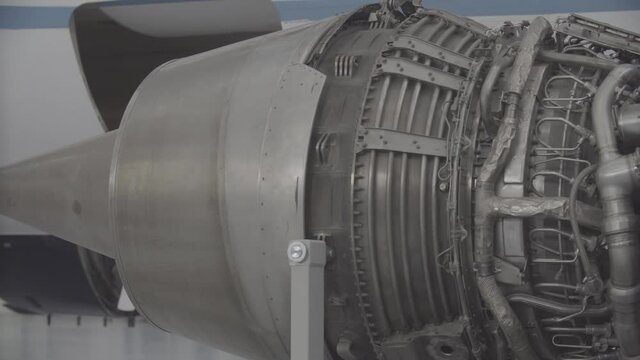 aircraft engine being repaired