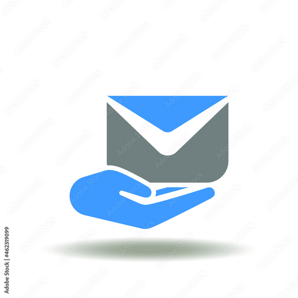 Poster vector illustration of hand hold envelope mail. symbol of email message inbox. icon of incoming mess