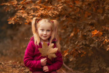 Fototapeta premium autumn portrait of a girl. selective focus