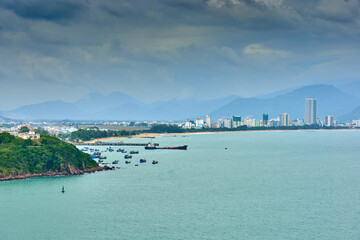 Nha Trang, Vietnam- 07 December 2014: Nha Trang, Vietnam - July 29th, 2016: Cable car to Vinpearl amusement and park Resort Island with a Water Park