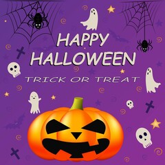 Happy Halloween. Trick or treat. Halloween card.  Vector illustration. Halloween banner.