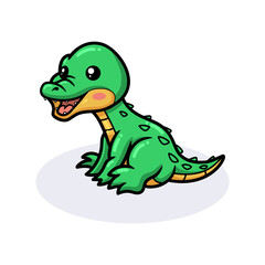 Cute little crocodile cartoon sitting