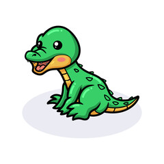 Obraz premium Cute little crocodile cartoon sitting