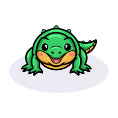 Cute little crocodile cartoon posing