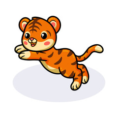Cute baby tiger cartoon jumping