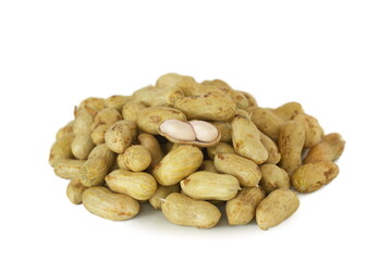 Peanuts(Groundnut or monkey nut) isolated on white background.