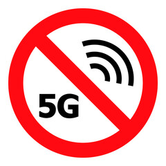 Stop 5G vector icon. A flat illustration design used for stop 5G icon, on a white background.
