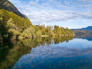 Fototapeta na wymiar View on Bohinj lake in Triglav national park, Slovenia