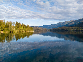 Obraz premium View on Bohinj lake in Triglav national park, Slovenia