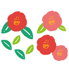 シンプルでかわいい椿のイラスト