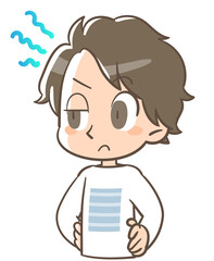 疑わしい様相でにらむ男の人2