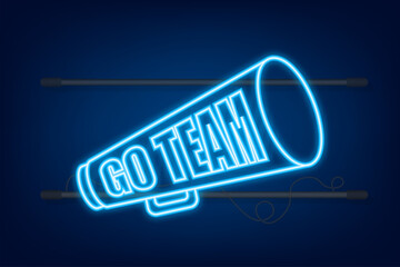 Go Team Triangle Banner. Go team in cartoon style. Neon icon. Vector stock illustration