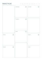 Note, scheduler, diary, calendar planner document template illustration. Weekly plan form.
