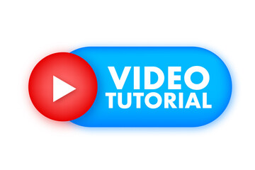 Video tutorials icon concept. Study and learning background, distance education and knowledge growth. Vector illustration