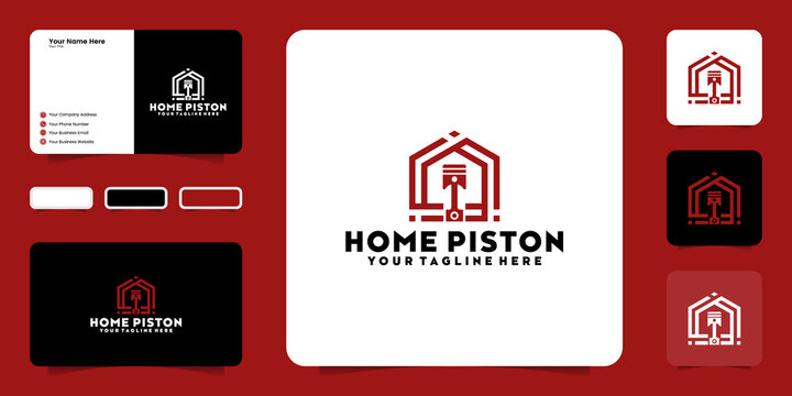 creative logo design piston house, workshop house and business card