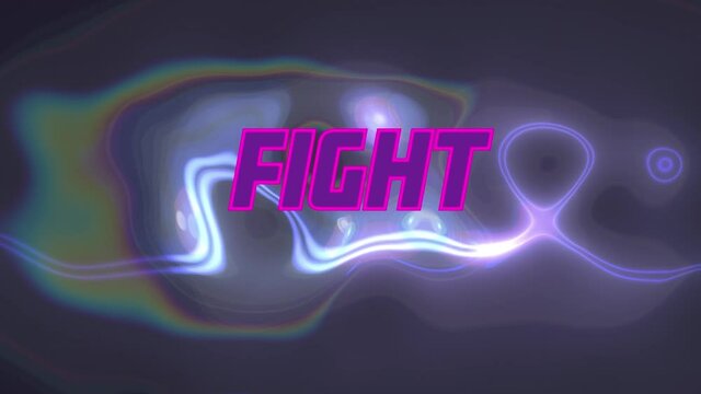 Animation of fight text over liquid on black background