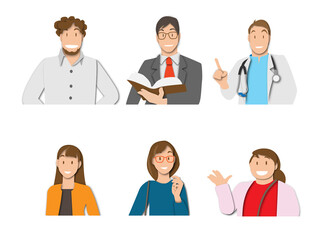 ペーパーカット調　日本人のいろいろな社会人のアイコン素材セット