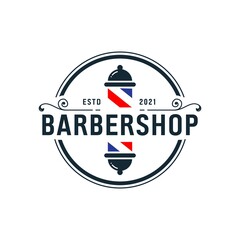 Vector graphic of vintage retro barbershop | barbershop label stamp logo design