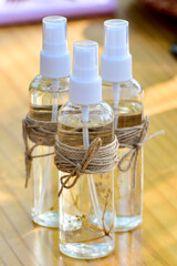 alcohol spray with rustic decoration covid prevention, glass bottle for flavoring, spray with rustic decor, perfume glass bottle, spray with alcohol