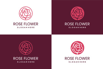 Rose flower modern luxury logo design inspiration