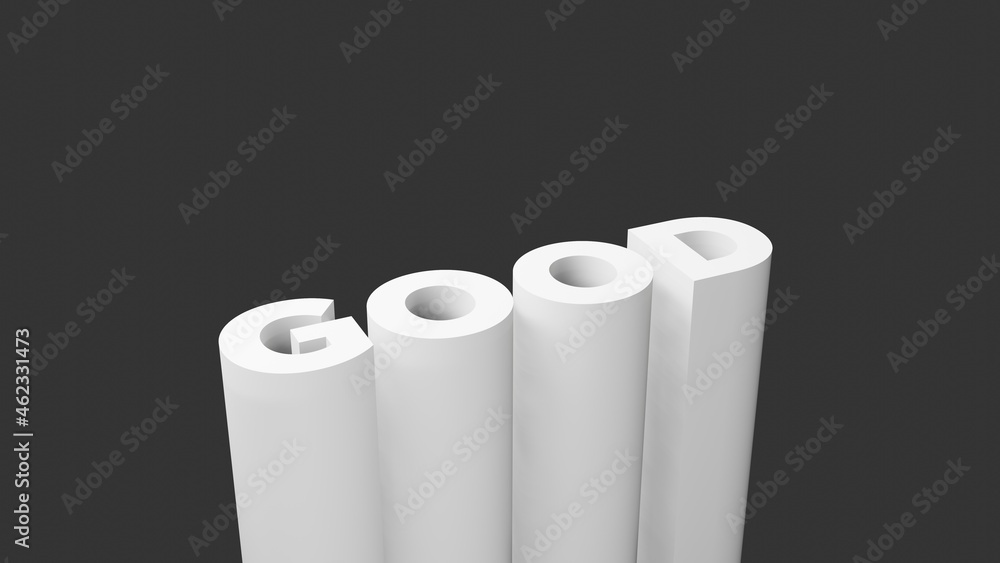 Poster good text background in monochrome theme. 3d illustration in dark background with copy space