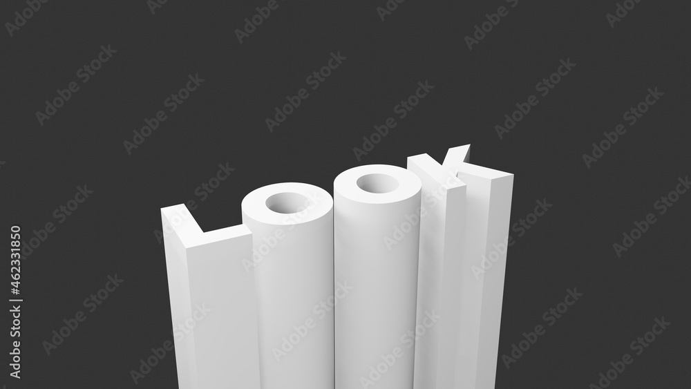 Poster look text background in monochrome theme. 3d illustration in dark background with copy space