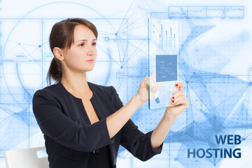 Business, Technology, Internet and network concept. Young businessman working on a virtual screen...