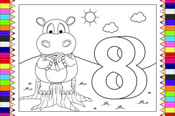 Fototapeta premium coloring cute animal cartoon for kids