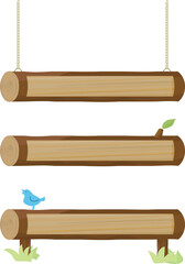 Three different frame illustrations of logs with blank spaces.
