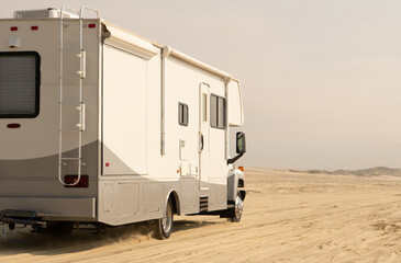 RV Motorhome Camping on a Beach