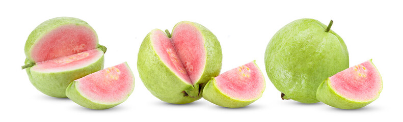Pink Guava fruit isolated on white